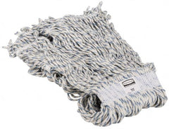 Rubbermaid - 1" White Head Band, Medium Blended Fiber Loop End Mop Head - 4 Ply, Side Loading Connection, Use for Finishing - Americas Industrial Supply