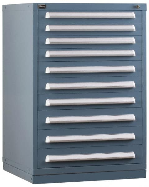 Vidmar - 9 Drawer, Preconfigured Modular Storage Cabinet - Steel, 30" Wide x 27-3/4" Deep x 44" High, Light Blue - Americas Industrial Supply