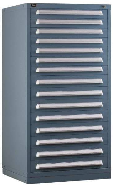 Vidmar - 13 Drawer, Preconfigured Modular Storage Cabinet - Steel, 30" Wide x 27-3/4" Deep x 59" High, Light Blue - Americas Industrial Supply