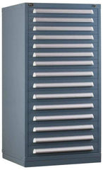 Vidmar - 13 Drawer, Preconfigured Modular Storage Cabinet - Steel, 30" Wide x 27-3/4" Deep x 59" High, Light Blue - Americas Industrial Supply
