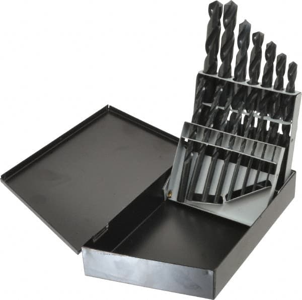 Interstate - 1/16 to 1/2", 118° Point, Oxide Finish, High Speed Steel Jobber Length Drill Bit Set - Americas Industrial Supply