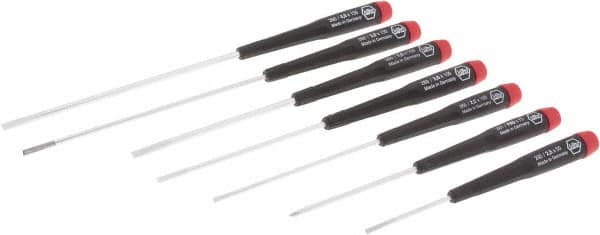 Wiha - 7 Piece Phillips & Slotted Screwdriver Set - Round Shank, Ergonomic Handle, Blade Sizes: Length 50, 100 & 150, Bit Sizes: Philips #0 - Americas Industrial Supply