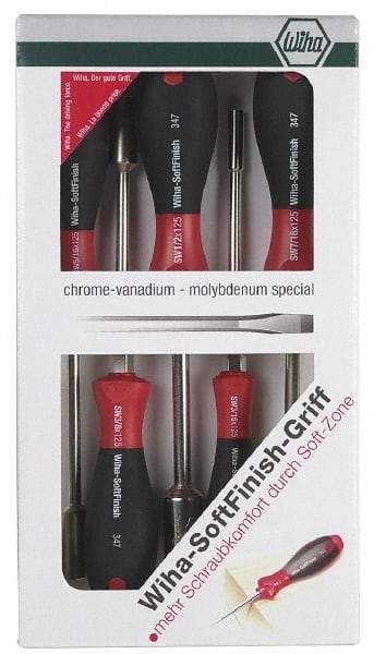 Wiha - 5 Piece 5 to 11mm Nutdriver Set - Solid Shaft, Ergonomic Handle - Americas Industrial Supply