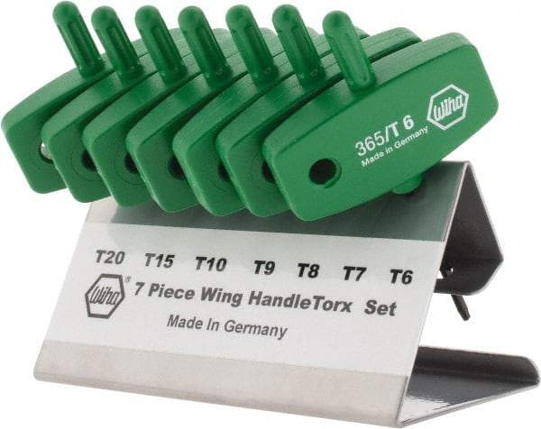 Wiha - 7 Piece T6 to T20 Wing Handle Torx Key Set - T6, T7, T8, T9, T10, T15, T20 Torx Size - Americas Industrial Supply