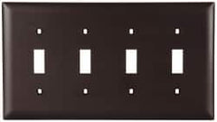 Pass & Seymour - 4 Gang, 4-1/2 Inch Long x 8-3/8 Inch Wide, Standard Switch Plate - Toggle Switch, Brown, Nylon - Americas Industrial Supply