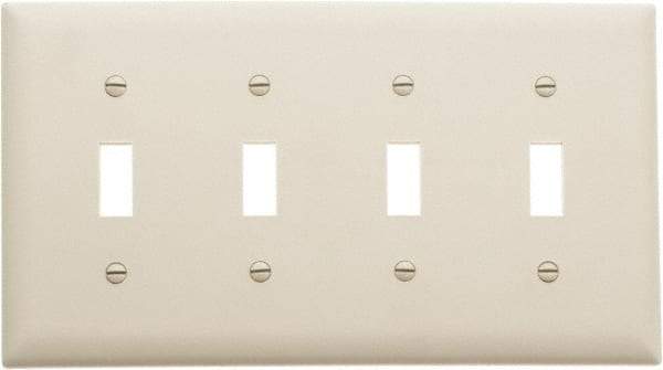 Pass & Seymour - 4 Gang, 4-1/2 Inch Long x 8-3/8 Inch Wide, Standard Switch Plate - Toggle Switch, Ivory, Nylon - Americas Industrial Supply