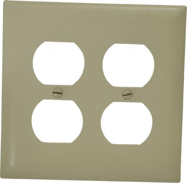 Pass & Seymour - 2 Gang, 4-11/16 Inch Long x 2-15/16 Inch Wide, Standard Outlet Wall Plate - Duplex Outlet, Ivory, Nylon - Americas Industrial Supply