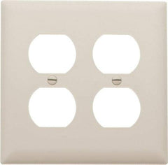 Pass & Seymour - 2 Gang, 4-11/16 Inch Long x 2-15/16 Inch Wide, Standard Outlet Wall Plate - Duplex Outlet, Light Almond, Nylon - Americas Industrial Supply