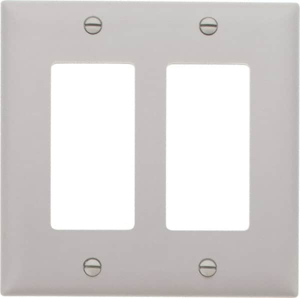 Pass & Seymour - 2 Gang, 4-3/4 Inch Long x 4-11/16 Inch Wide, Standard Switch Plate - Decorator Switch, Gray, Nylon - Americas Industrial Supply