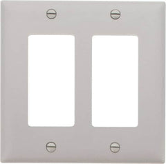 Pass & Seymour - 2 Gang, 4-3/4 Inch Long x 4-11/16 Inch Wide, Standard Switch Plate - Decorator Switch, Gray, Nylon - Americas Industrial Supply