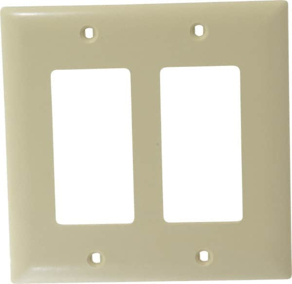 Pass & Seymour - 2 Gang, 4-3/4 Inch Long x 4-11/16 Inch Wide, Standard Switch Plate - Decorator Switch, Ivory, Nylon - Americas Industrial Supply