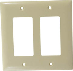 Pass & Seymour - 2 Gang, 4-3/4 Inch Long x 4-11/16 Inch Wide, Standard Switch Plate - Decorator Switch, Ivory, Nylon - Americas Industrial Supply