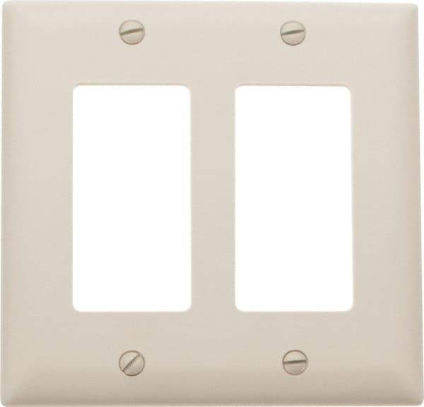 Pass & Seymour - 2 Gang, 4-3/4 Inch Long x 4-11/16 Inch Wide, Standard Switch Plate - Decorator Switch, Light Almond, Nylon - Americas Industrial Supply