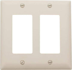 Pass & Seymour - 2 Gang, 4-3/4 Inch Long x 4-11/16 Inch Wide, Standard Switch Plate - Decorator Switch, Light Almond, Nylon - Americas Industrial Supply