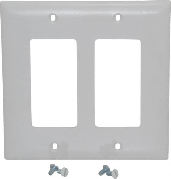 Pass & Seymour - 2 Gang, 4-3/4 Inch Long x 4-11/16 Inch Wide, Standard Switch Plate - Decorator Switch, White, Nylon - Americas Industrial Supply