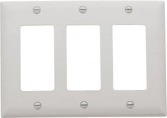 Pass & Seymour - 3 Gang, 4-1/2 Inch Long x 6.563 Inch Wide, Standard Switch Plate - Decorator Switch, White, Nylon - Americas Industrial Supply