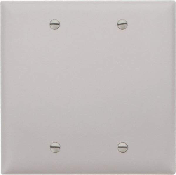 Pass & Seymour - 2 Gang, 4-3/4 Inch Long x 4-11/16 Inch Wide, Standard Blank Wall Plate - Blank, Gray, Nylon - Americas Industrial Supply