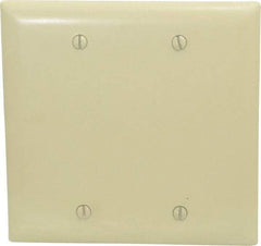 Pass & Seymour - 2 Gang, 4-3/4 Inch Long x 4-11/16 Inch Wide, Standard Blank Wall Plate - Blank, Ivory, Nylon - Americas Industrial Supply