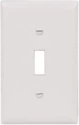 Pass & Seymour - 1 Gang, 4-11/16 Inch Long x 2-15/16 Inch Wide, Standard Switch Plate - Toggle Switch, White, Nylon - Americas Industrial Supply