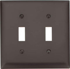 Pass & Seymour - 2 Gang, 4-3/4 Inch Long x 4-11/16 Inch Wide, Standard Switch Plate - Toggle Switch, Brown, Nylon - Americas Industrial Supply