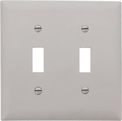 Pass & Seymour - 2 Gang, 4-3/4 Inch Long x 4-11/16 Inch Wide, Standard Switch Plate - Toggle Switch, Gray, Nylon - Americas Industrial Supply