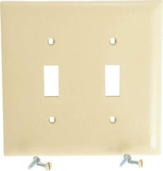 Pass & Seymour - 2 Gang, 4-3/4 Inch Long x 4-11/16 Inch Wide, Standard Switch Plate - Toggle Switch, Ivory, Nylon - Americas Industrial Supply