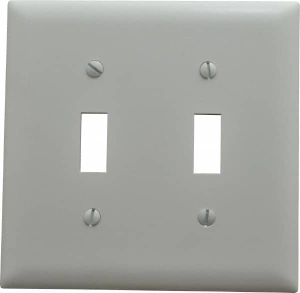 Pass & Seymour - 2 Gang, 4-3/4 Inch Long x 4-11/16 Inch Wide, Standard Switch Plate - Toggle Switch, White, Nylon - Americas Industrial Supply