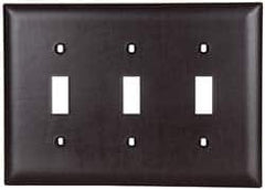 Pass & Seymour - 3 Gang, 4-1/2 Inch Long x 6.563 Inch Wide, Standard Switch Plate - Toggle Switch, Brown, Nylon - Americas Industrial Supply