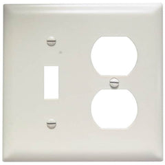 Pass & Seymour - 2 Gang, 4-1/2 Inch Long x 4-3/4 Inch Wide, Standard Combination Wall Plate - One Toggle Switch/One Duplex Outlet, Light Almond, Nylon - Americas Industrial Supply