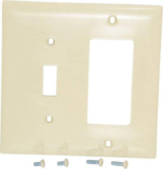 Pass & Seymour - 2 Gang, 4-1/2 Inch Long x 4-3/4 Inch Wide, Standard Combination Wall Plate - One Toggle Switch/One Decorator Switch, Ivory, Nylon - Americas Industrial Supply