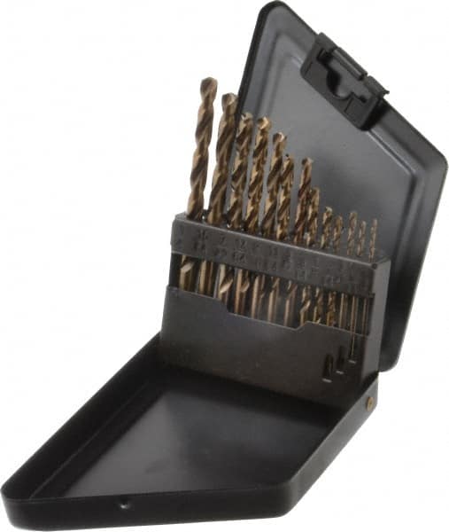 Interstate - 1/16 to 1/4", 135° Point, Bright Finish, Cobalt Jobber Length Drill Bit Set - Americas Industrial Supply