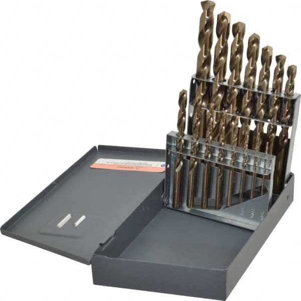 Interstate - 1/16 to 1/2", 135° Point, Bright Finish, Cobalt Jobber Length Drill Bit Set - Americas Industrial Supply