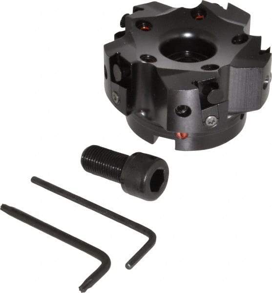 Kennametal - 5 Inserts, 3" Cut Diam, 1" Arbor Diam, 0.394" Max Depth of Cut, Indexable Square-Shoulder Face Mill - 0/90° Lead Angle, 1-3/4" High, BGHX 15L5... Insert Compatibility, Through Coolant, Series Fix-Perfect - Americas Industrial Supply