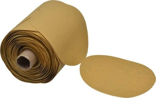 3M - 5" Diam, 150 Grit FEPA, Aluminum Oxide Adhesive PSA Disc - Very Fine Grade, Gold, A Weighted Backing, Flexible, Use with Random Orbital Sanders - Americas Industrial Supply