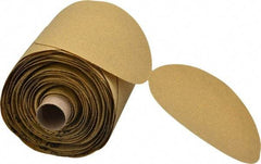 3M - 5" Diam, 80 Grit FEPA, Aluminum Oxide Adhesive PSA Disc - Medium Grade, Gold, A Weighted Backing, Flexible, Use with Random Orbital Sanders - Americas Industrial Supply