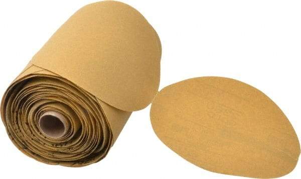 3M - 6" Diam, 100 Grit FEPA, Aluminum Oxide Adhesive PSA Disc - Fine Grade, Gold, A Weighted Backing, Flexible, Use with Random Orbital Sanders - Americas Industrial Supply