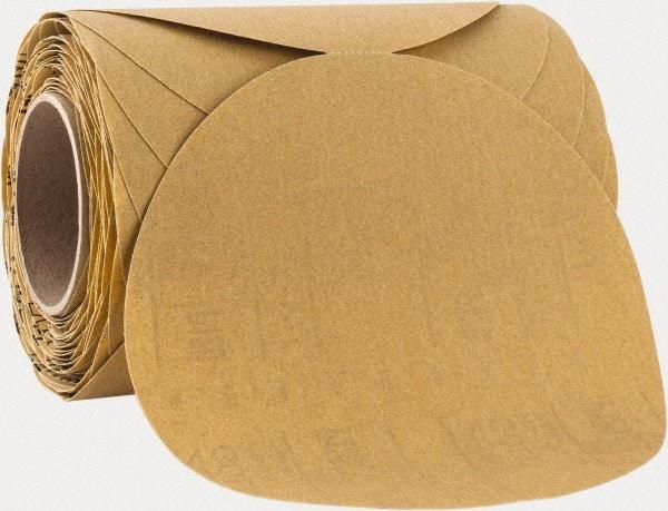 3M - 8" Diam, 120 Grit FEPA, Aluminum Oxide Adhesive PSA Disc - Fine Grade, Gold, A Weighted Backing, Flexible, Use with Random Orbital Sanders - Americas Industrial Supply