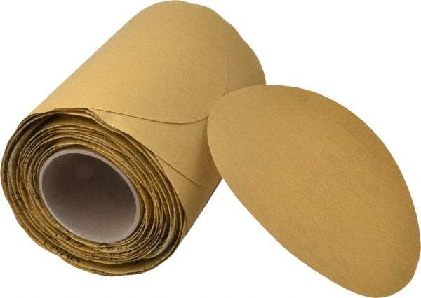 3M - 8" Diam, 100 Grit FEPA, Aluminum Oxide Adhesive PSA Disc - Fine Grade, Gold, A Weighted Backing, Flexible, Use with Random Orbital Sanders - Americas Industrial Supply