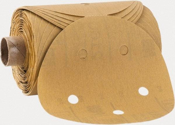 3M - 5" Diam, 400 Grit FEPA, Aluminum Oxide Adhesive PSA Disc - Extra Fine Grade, Gold, A Weighted Backing, Flexible, Use with Random Orbital Sanders - Americas Industrial Supply