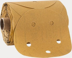 3M - 5" Diam, 240 Grit FEPA, Aluminum Oxide Adhesive PSA Disc - Very Fine Grade, Gold, A Weighted Backing, Flexible, Use with Random Orbital Sanders - Americas Industrial Supply