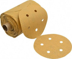 3M - 5" Diam, 120 Grit FEPA, Aluminum Oxide Adhesive PSA Disc - Fine Grade, Gold, A Weighted Backing, Flexible, Use with Random Orbital Sanders - Americas Industrial Supply