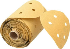 3M - 5" Diam, 100 Grit FEPA, Aluminum Oxide Adhesive PSA Disc - Fine Grade, Gold, A Weighted Backing, Flexible, Use with Random Orbital Sanders - Americas Industrial Supply