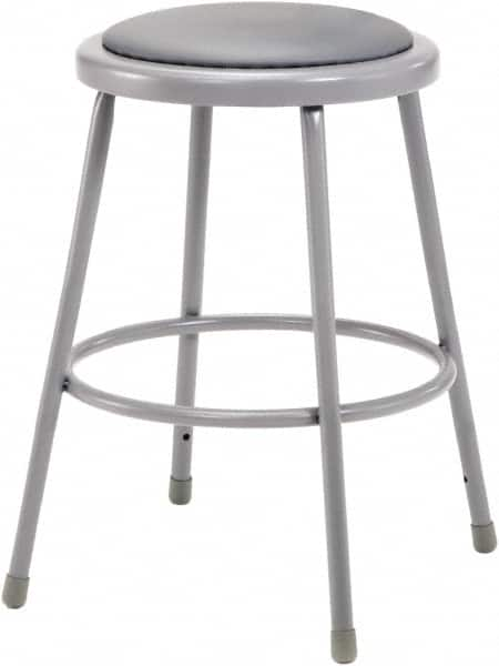 NPS - 24 Inch High, Stationary Fixed Height Stool - 15 Inch Deep x 15 Inch Wide, Vinyl Seat, Grey - Americas Industrial Supply