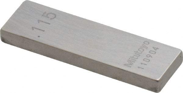 Mitutoyo - 0.115" Rectangular Steel Gage Block - Accuracy Grade 0, Includes Certificate of Inspection - Americas Industrial Supply
