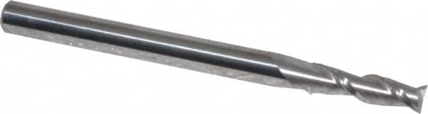 Accupro - 3.5mm, 12mm LOC, 4mm Shank Diam, 50mm OAL, 2 Flute, Solid Carbide Square End Mill - Single End, Uncoated, Spiral Flute, 40° Helix, Centercutting, Right Hand Cut, Right Hand Flute - Americas Industrial Supply