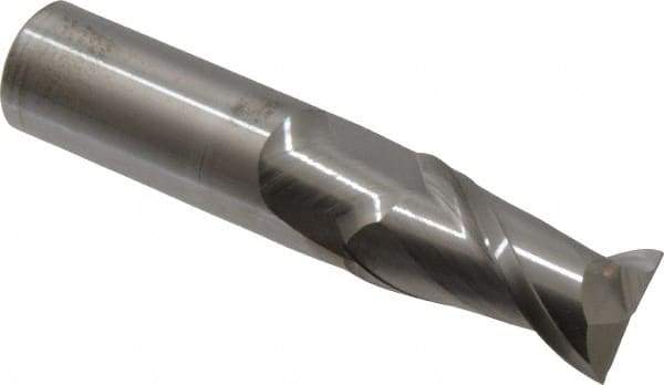 Accupro - 20mm, 38mm LOC, 20mm Shank Diam, 100mm OAL, 2 Flute, Solid Carbide Square End Mill - Single End, Uncoated, Spiral Flute, 40° Helix, Centercutting, Right Hand Cut, Right Hand Flute - Americas Industrial Supply
