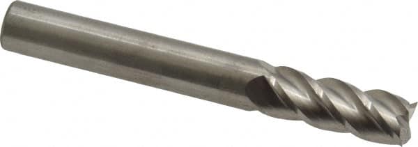 Accupro - 8mm, 20mm LOC, 8mm Shank Diam, 63mm OAL, 4 Flute, Solid Carbide Square End Mill - Single End, Uncoated, Spiral Flute, 40° Helix, Centercutting, Right Hand Cut, Right Hand Flute - Americas Industrial Supply