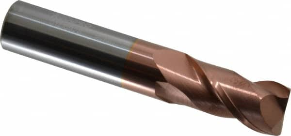 Accupro - 16mm, 32mm LOC, 16mm Shank Diam, 89mm OAL, 2 Flute, Solid Carbide Square End Mill - Single End, TiCN Finish, Spiral Flute, 40° Helix, Centercutting, Right Hand Cut, Right Hand Flute - Americas Industrial Supply