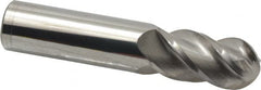 Accupro - 20mm Diam, 38mm LOC, 4 Flute Solid Carbide Ball End Mill - Uncoated, Single End, 100mm OAL, 20mm Shank Diam, Spiral Flute - Americas Industrial Supply