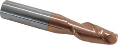 Accupro - 14mm Diam, 32mm LOC, 2 Flute Solid Carbide Ball End Mill - TiCN Finish, Single End, 89mm OAL, 14mm Shank Diam, Spiral Flute - Americas Industrial Supply